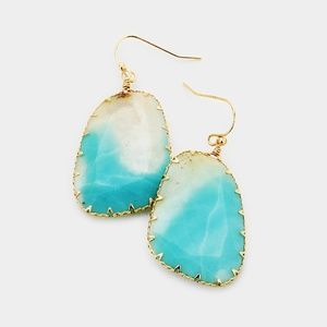 Mint Semi Precious Stone Dangle Drop Earrings
